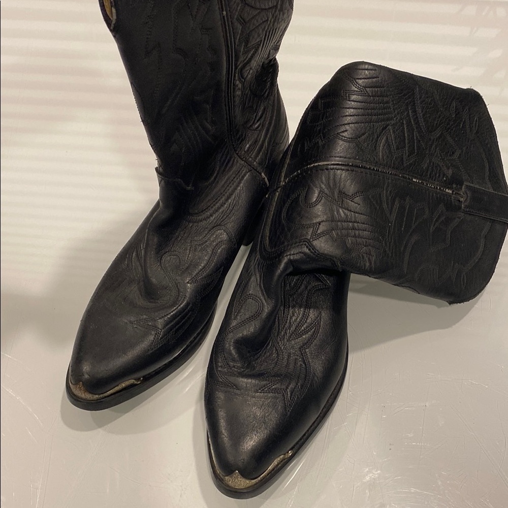 Durango Black Cowboy Boots with Textured Leather